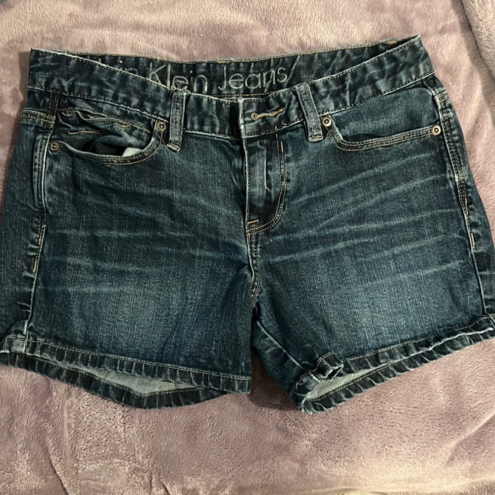 Calvin Klein dark wash jean shorts